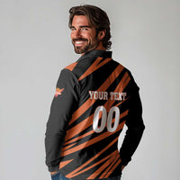 Custom Hyderabad 2025 Cricket Sunrisers Long Sleeve Polo Shirt Orange Army Play With Fire