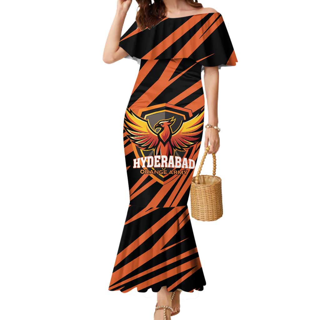 Custom Hyderabad 2025 Cricket Sunrisers Mermaid Dress Orange Army Play With Fire