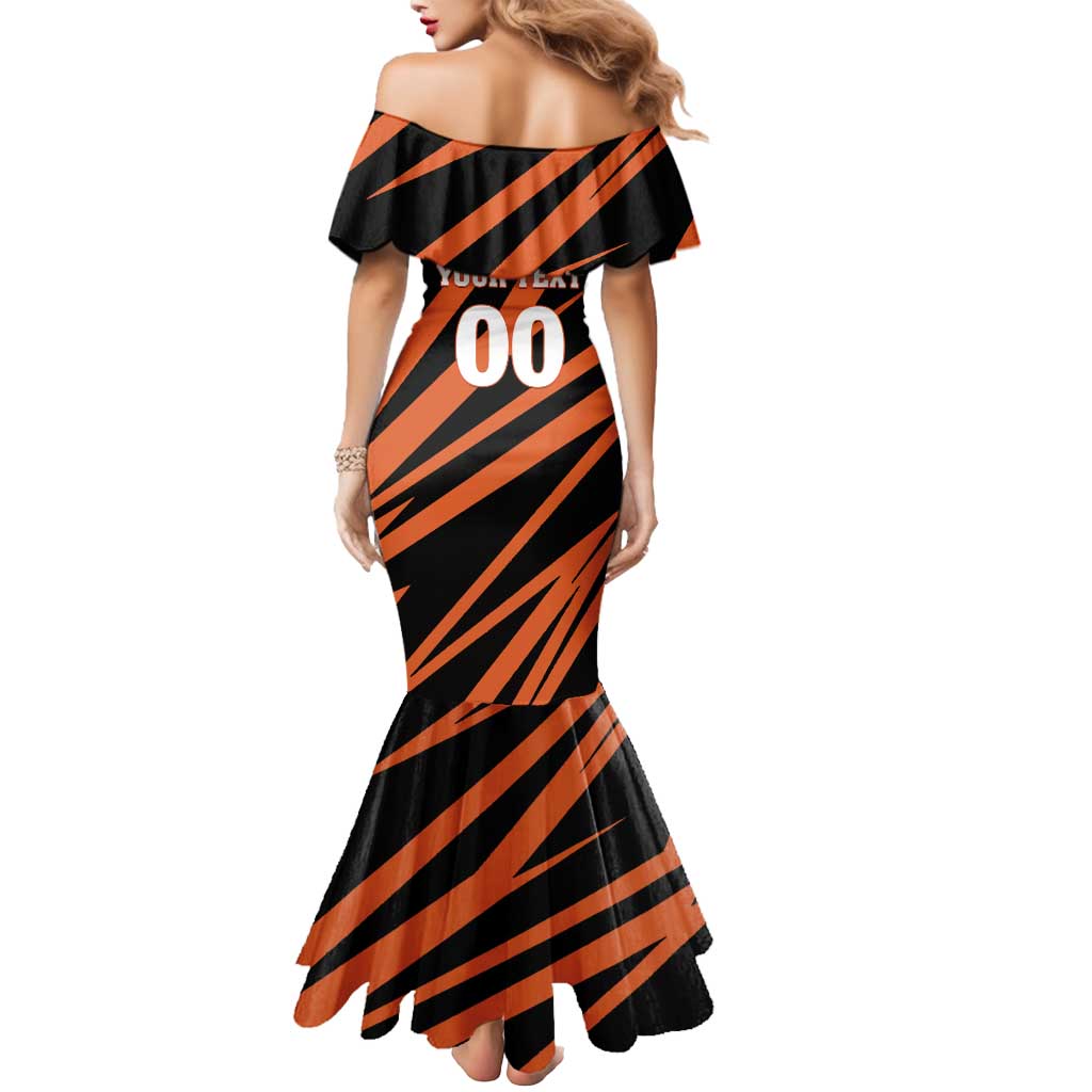 Custom Hyderabad 2025 Cricket Sunrisers Mermaid Dress Orange Army Play With Fire