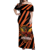 Custom Hyderabad 2025 Cricket Sunrisers Off Shoulder Maxi Dress Orange Army Play With Fire