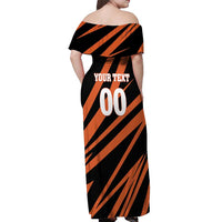 Custom Hyderabad 2025 Cricket Sunrisers Off Shoulder Maxi Dress Orange Army Play With Fire