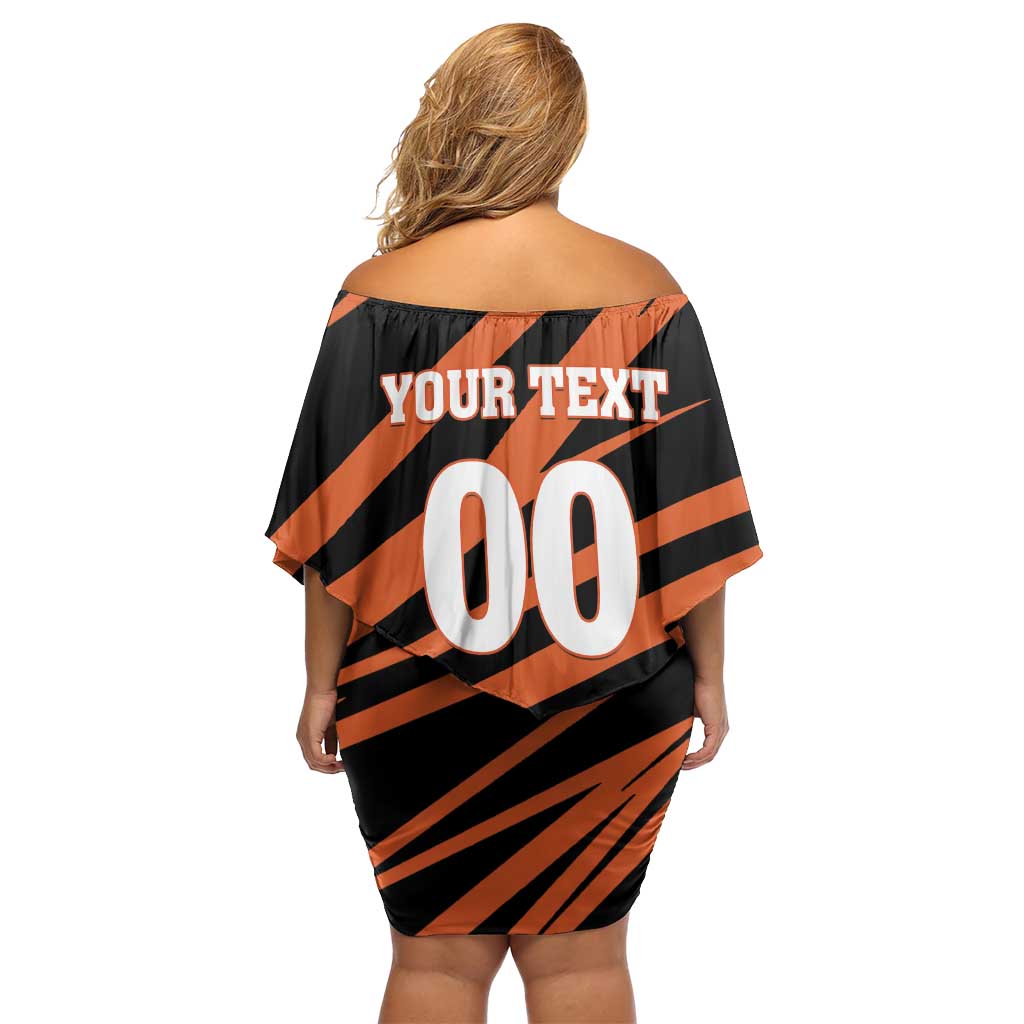 Custom Hyderabad 2025 Cricket Sunrisers Off Shoulder Short Dress Orange Army Play With Fire