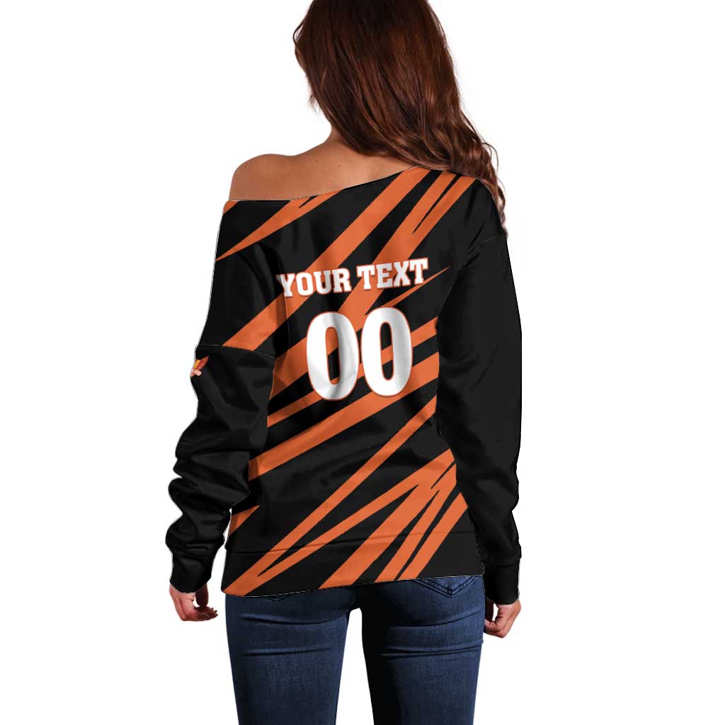 Custom Hyderabad 2025 Cricket Sunrisers Off Shoulder Sweater Orange Army Play With Fire