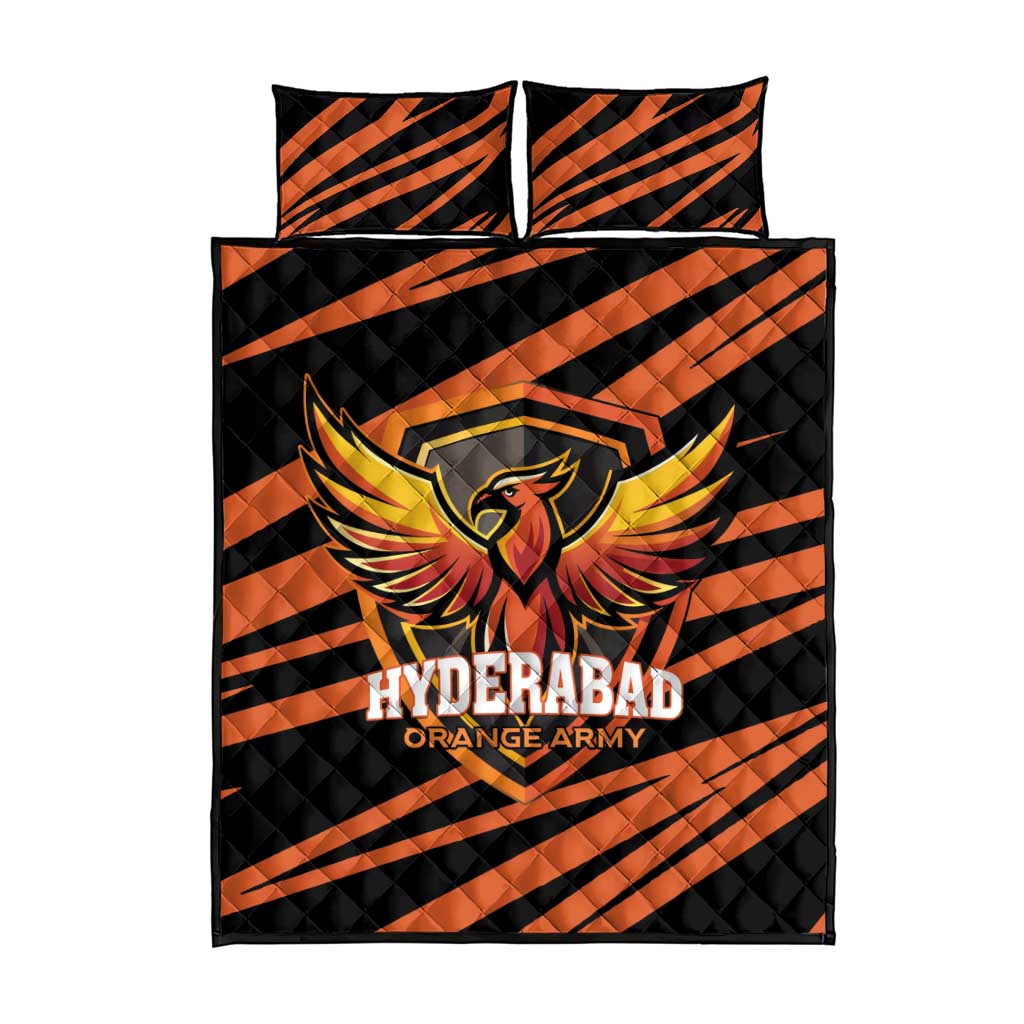 Hyderabad 2025 Cricket Sunrisers Quilt Bed Set Orange Army Play With Fire