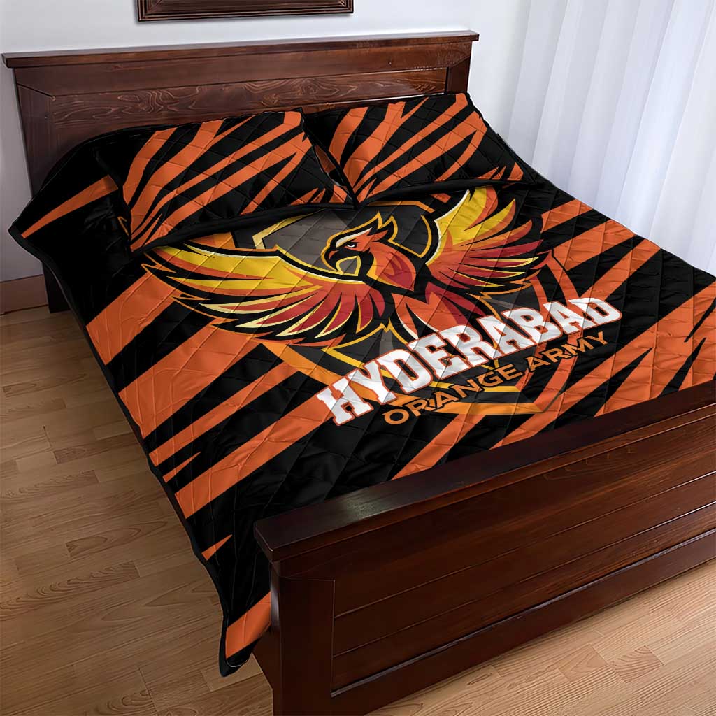 Hyderabad 2025 Cricket Sunrisers Quilt Bed Set Orange Army Play With Fire