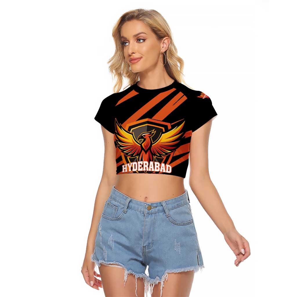 Custom Hyderabad 2025 Cricket Sunrisers Raglan Cropped T Shirt Orange Army Play With Fire