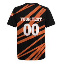 Custom Hyderabad 2025 Cricket Sunrisers Rugby Jersey Orange Army Play With Fire