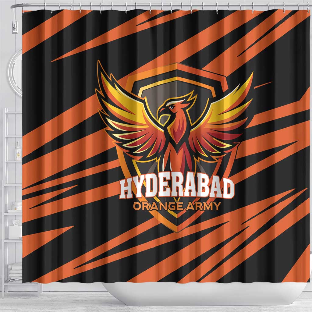 Hyderabad 2025 Cricket Sunrisers Shower Curtain Orange Army Play With Fire