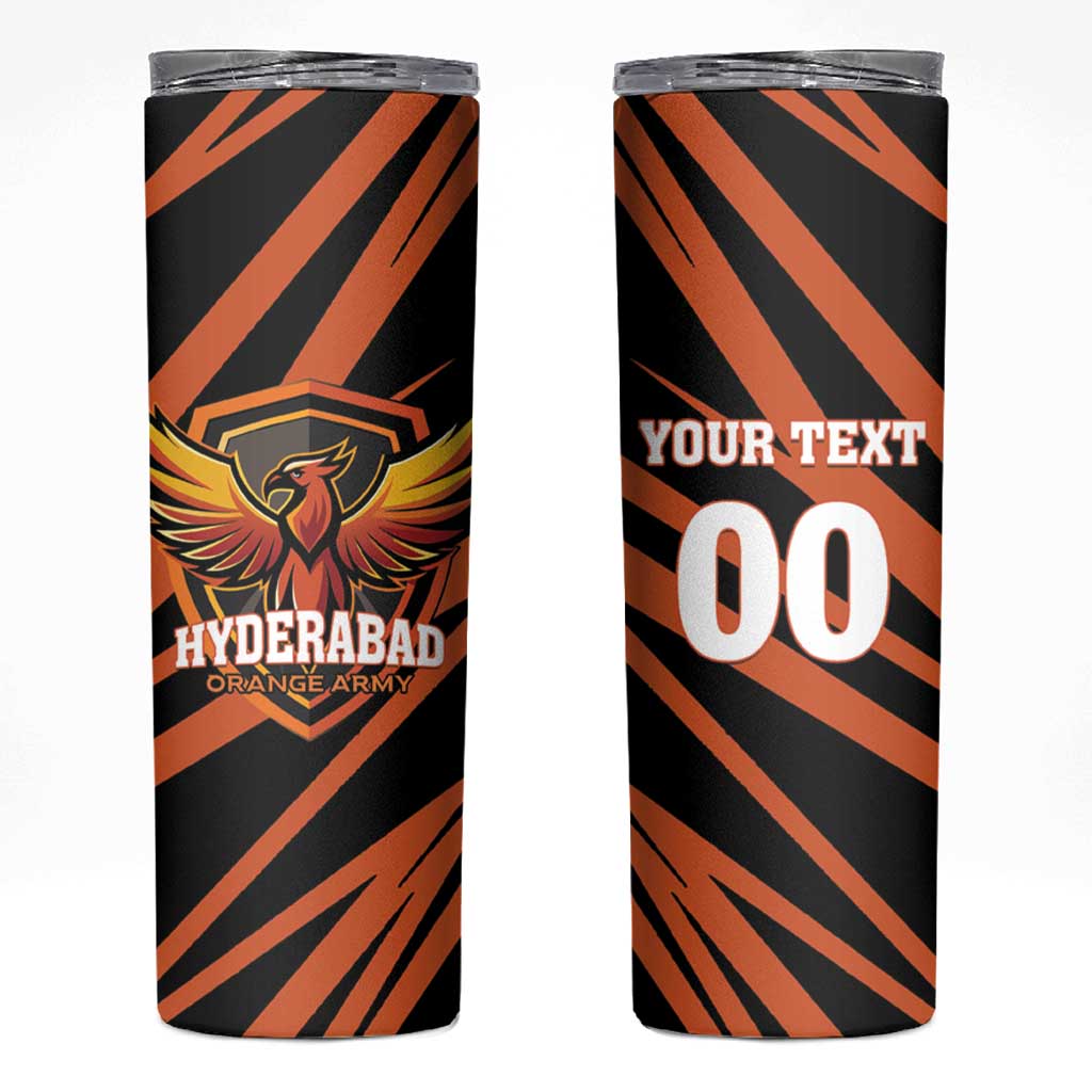 Custom Hyderabad 2025 Cricket Sunrisers Skinny Tumbler Orange Army Play With Fire