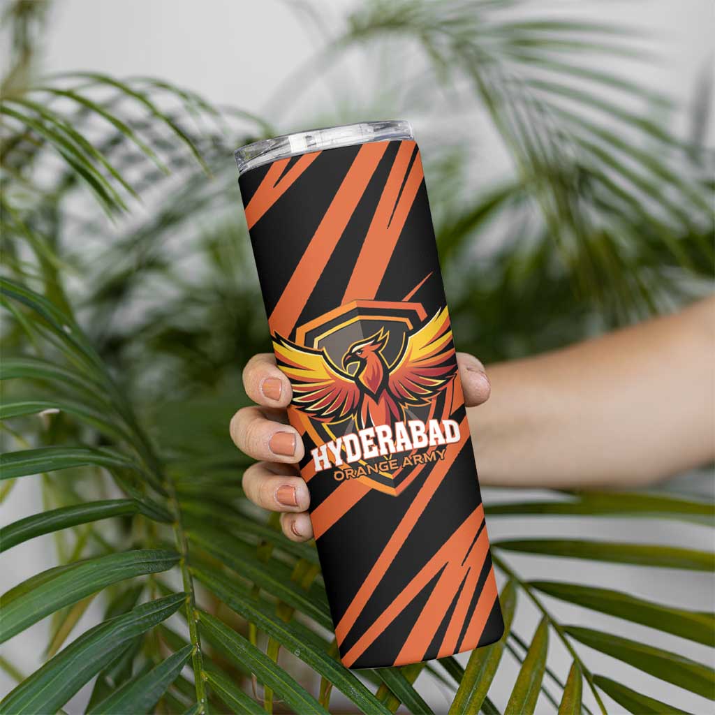 Custom Hyderabad 2025 Cricket Sunrisers Skinny Tumbler Orange Army Play With Fire