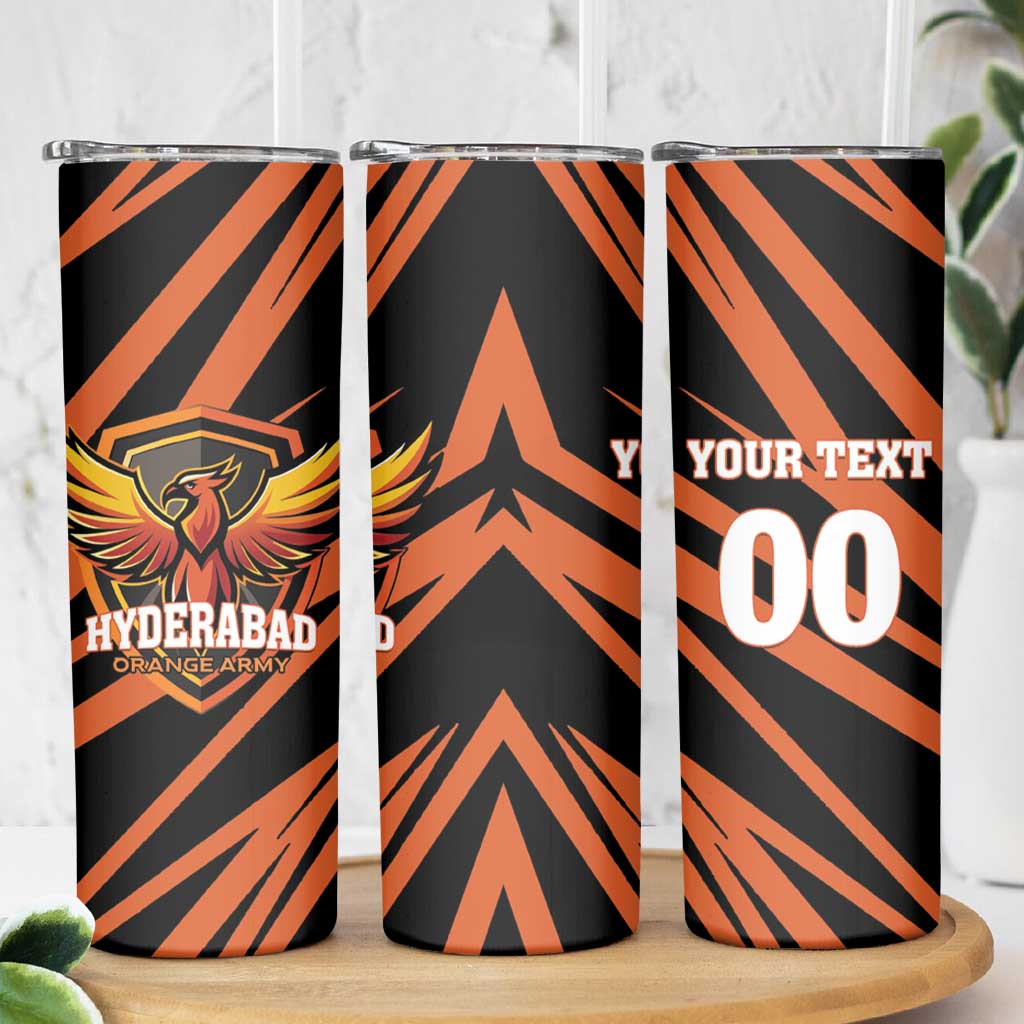 Custom Hyderabad 2025 Cricket Sunrisers Skinny Tumbler Orange Army Play With Fire
