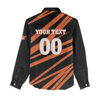 Custom Hyderabad 2025 Cricket Sunrisers Women Casual Shirt Orange Army Play With Fire