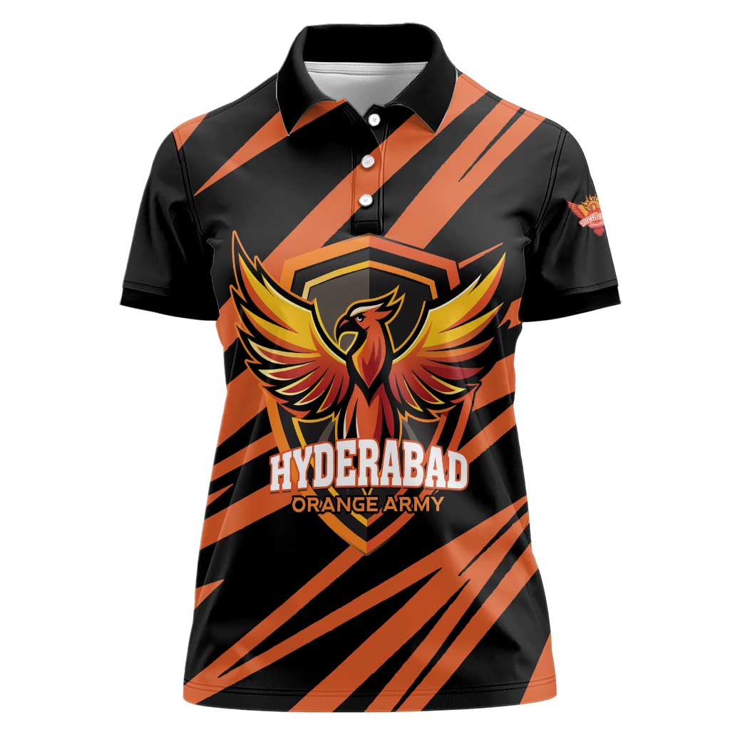 Custom Hyderabad 2025 Cricket Sunrisers Women Polo Shirt Orange Army Play With Fire