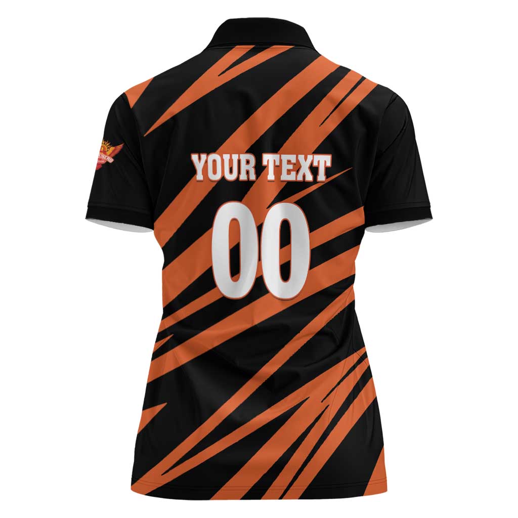 Custom Hyderabad 2025 Cricket Sunrisers Women Polo Shirt Orange Army Play With Fire