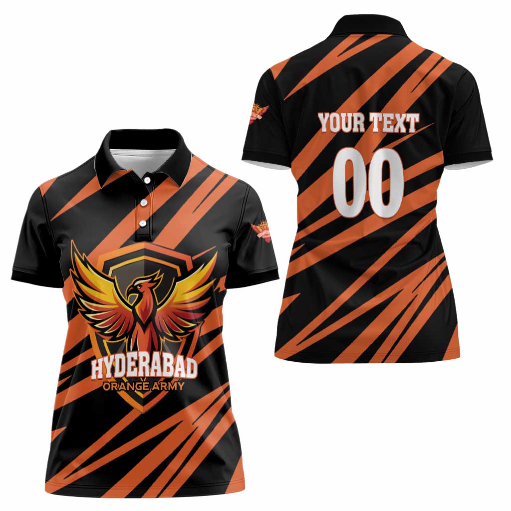 Custom Hyderabad 2025 Cricket Sunrisers Women Polo Shirt Orange Army Play With Fire