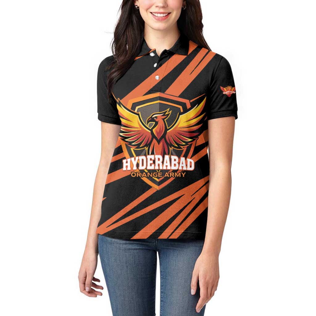 Custom Hyderabad 2025 Cricket Sunrisers Women Polo Shirt Orange Army Play With Fire