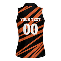 Custom Hyderabad 2025 Cricket Sunrisers Women Sleeveless Polo Shirt Orange Army Play With Fire