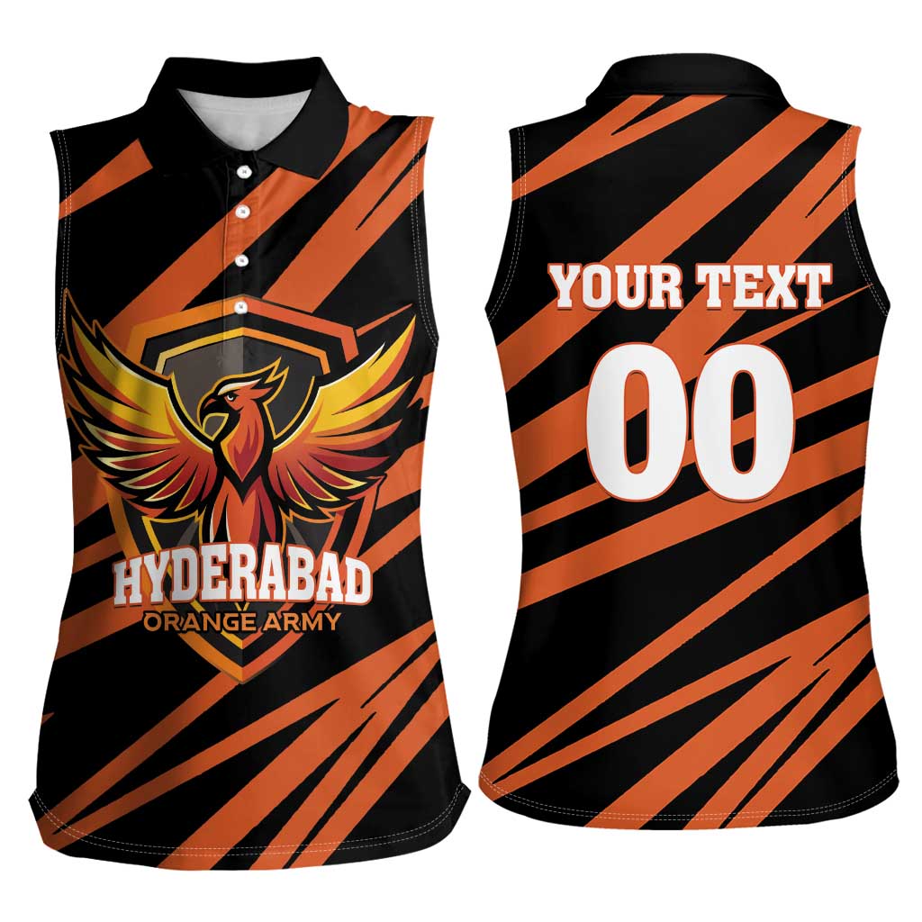 Custom Hyderabad 2025 Cricket Sunrisers Women Sleeveless Polo Shirt Orange Army Play With Fire