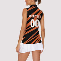 Custom Hyderabad 2025 Cricket Sunrisers Women Sleeveless Polo Shirt Orange Army Play With Fire
