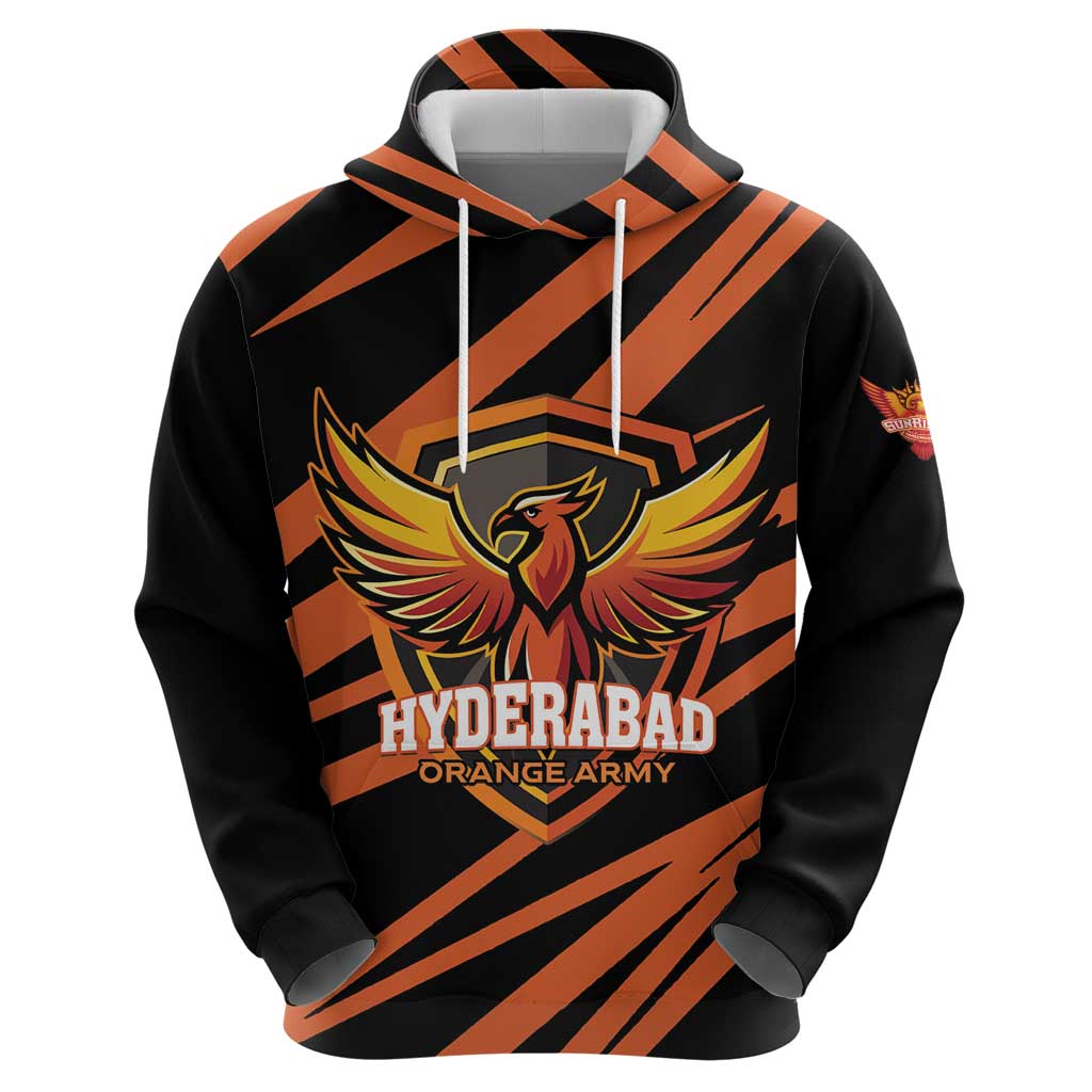 Custom Hyderabad 2025 Cricket Sunrisers Zip Hoodie Orange Army Play With Fire