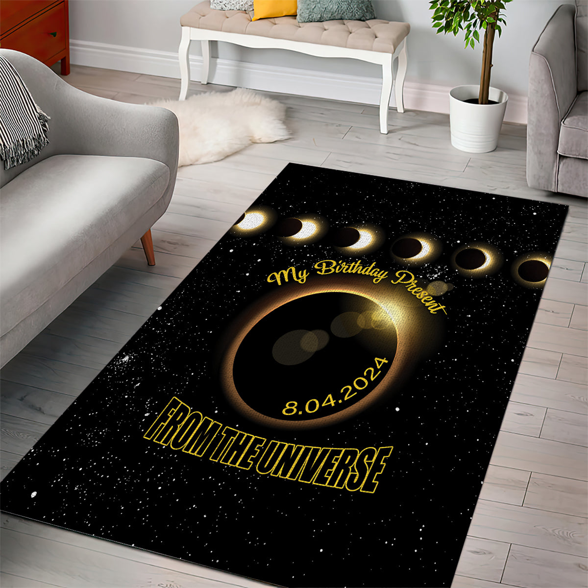 Total Solar Eclipse 2024 Area Rug My Birthday Present From The Universe - Wonder Print Shop