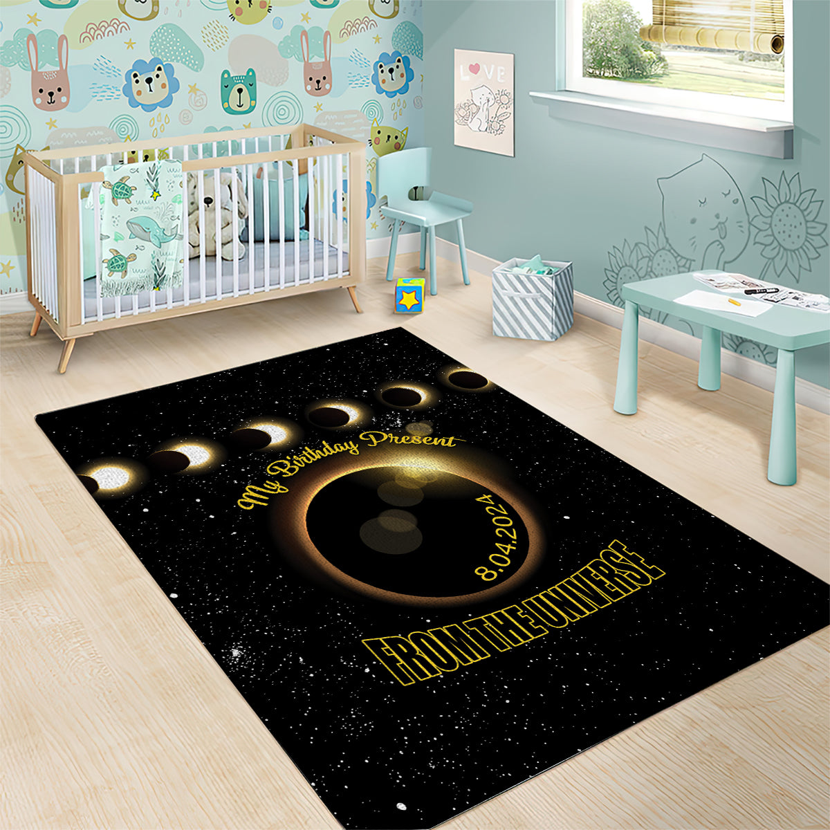Total Solar Eclipse 2024 Area Rug My Birthday Present From The Universe - Wonder Print Shop