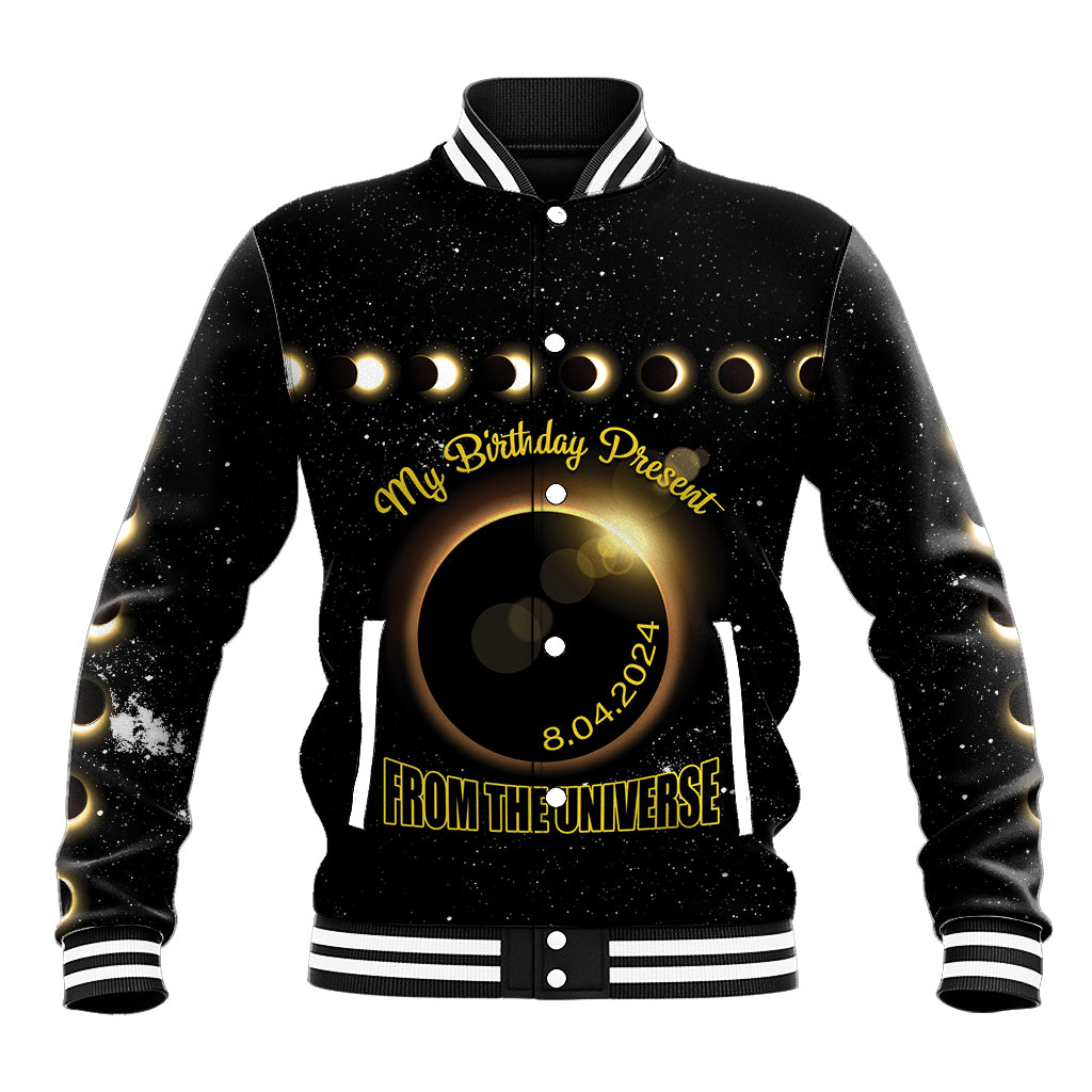 Personalized Total Solar Eclipse 2024 Baseball Jacket My Birthday Present From The Universe - Wonder Print Shop