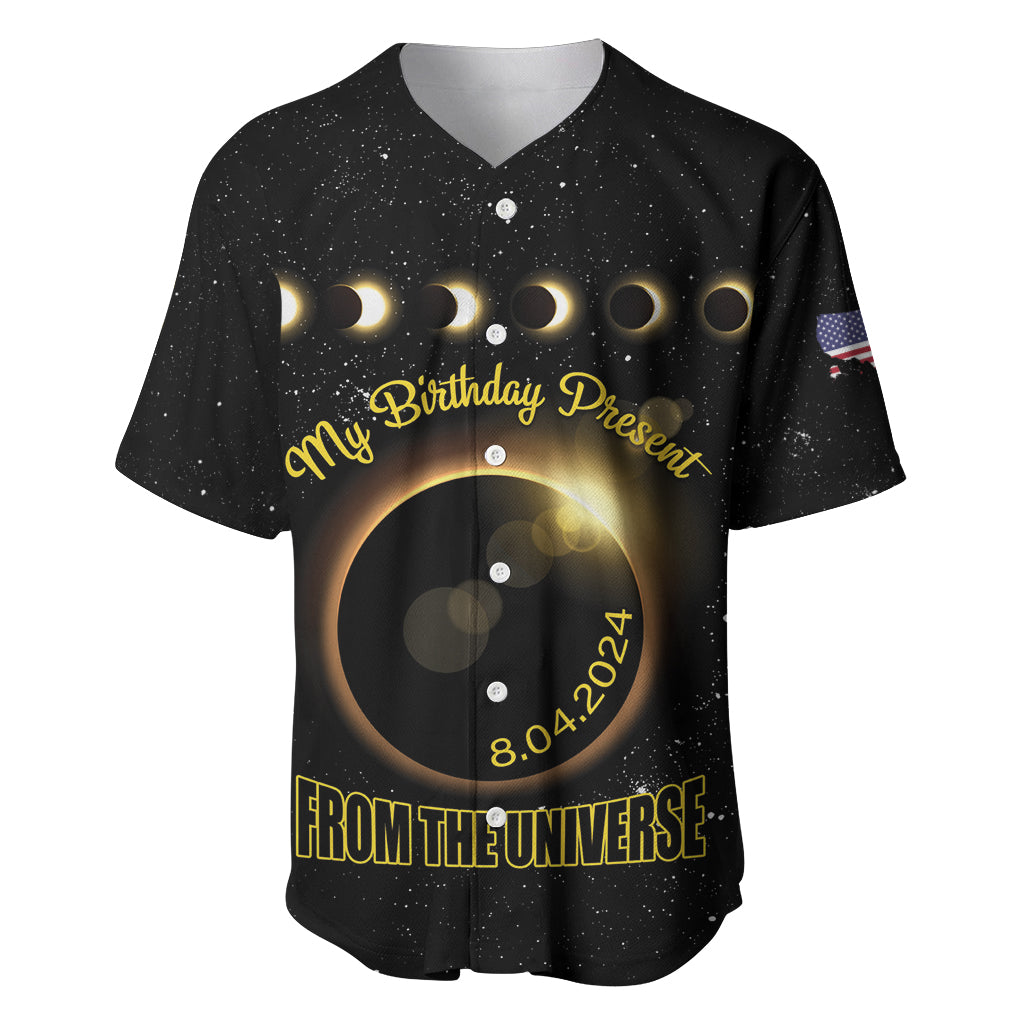 Personalized Total Solar Eclipse 2024 Baseball Jersey My Birthday Present From The Universe - Wonder Print Shop