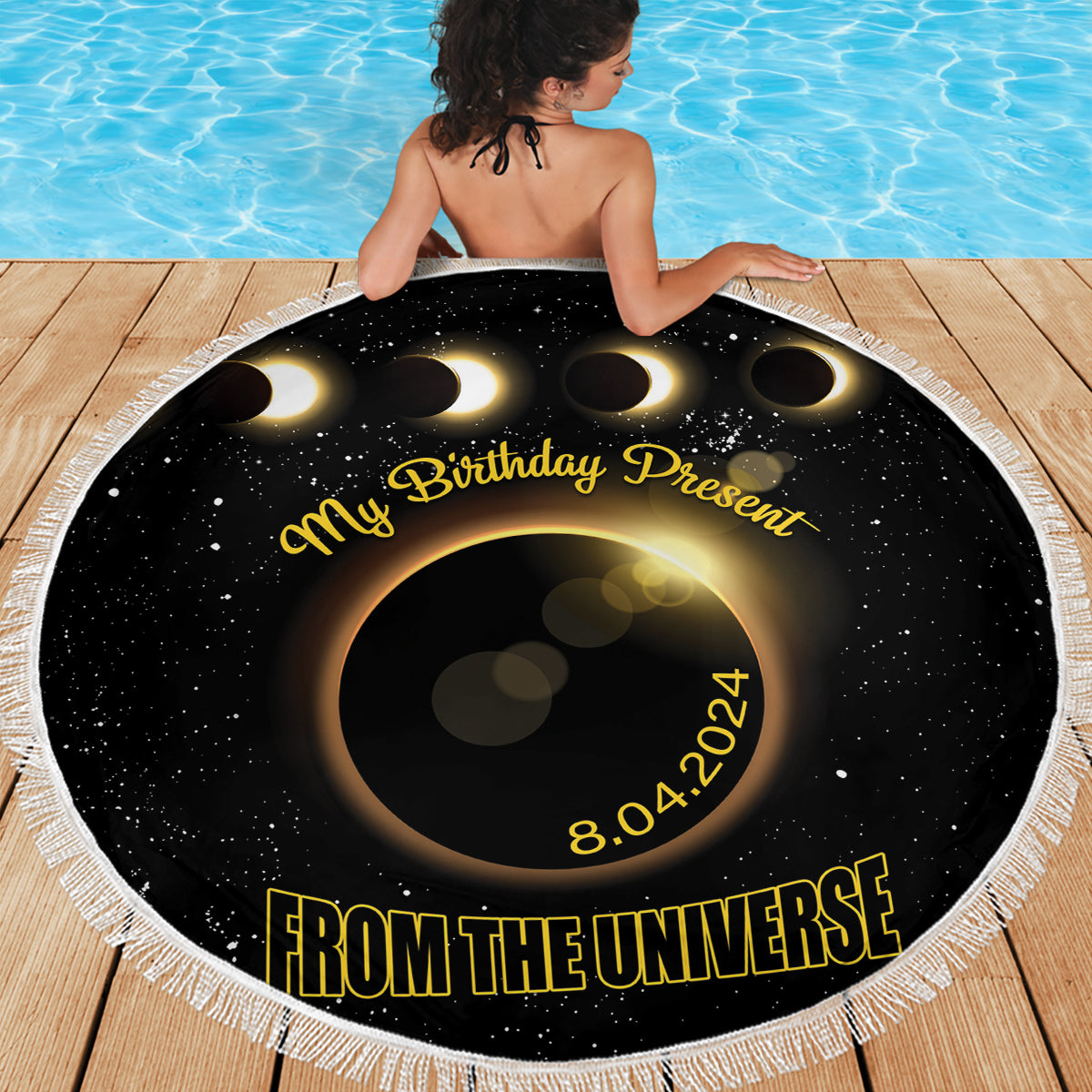 Total Solar Eclipse 2024 Beach Blanket My Birthday Present From The Universe - Wonder Print Shop