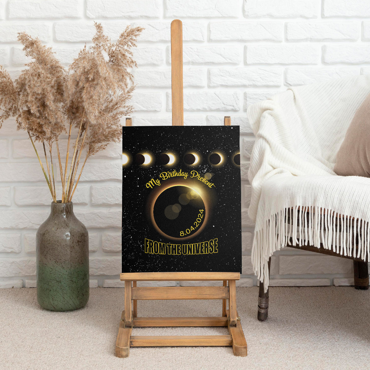 Total Solar Eclipse 2024 Canvas Wall Art My Birthday Present From The Universe - Wonder Print Shop