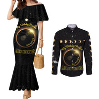 Personalized Total Solar Eclipse 2024 Couples Matching Mermaid Dress and Long Sleeve Button Shirt My Birthday Present From The Universe