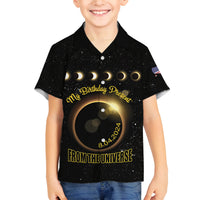 Personalized Total Solar Eclipse 2024 Family Matching Off The Shoulder Long Sleeve Dress and Hawaiian Shirt My Birthday Present From The Universe - Wonder Print Shop