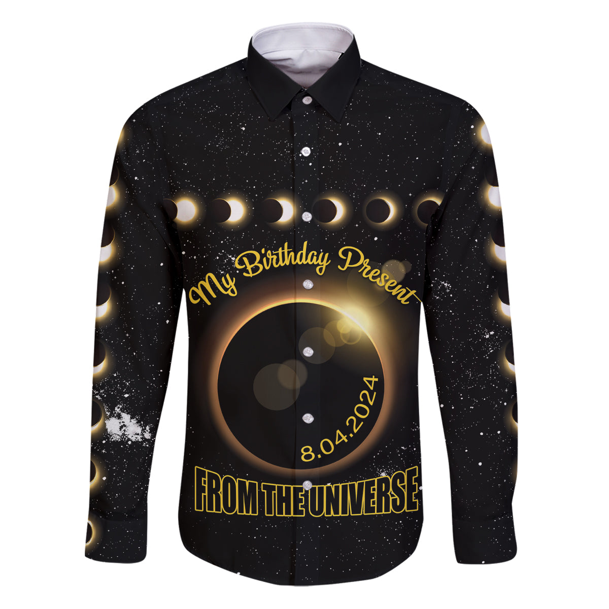 Personalized Total Solar Eclipse 2024 Family Matching Puletasi and Hawaiian Shirt My Birthday Present From The Universe - Wonder Print Shop