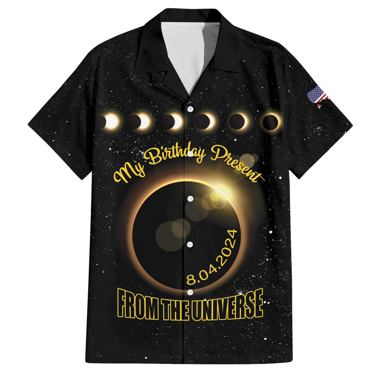 Personalized Total Solar Eclipse 2024 Hawaiian Shirt My Birthday Present From The Universe - Wonder Print Shop