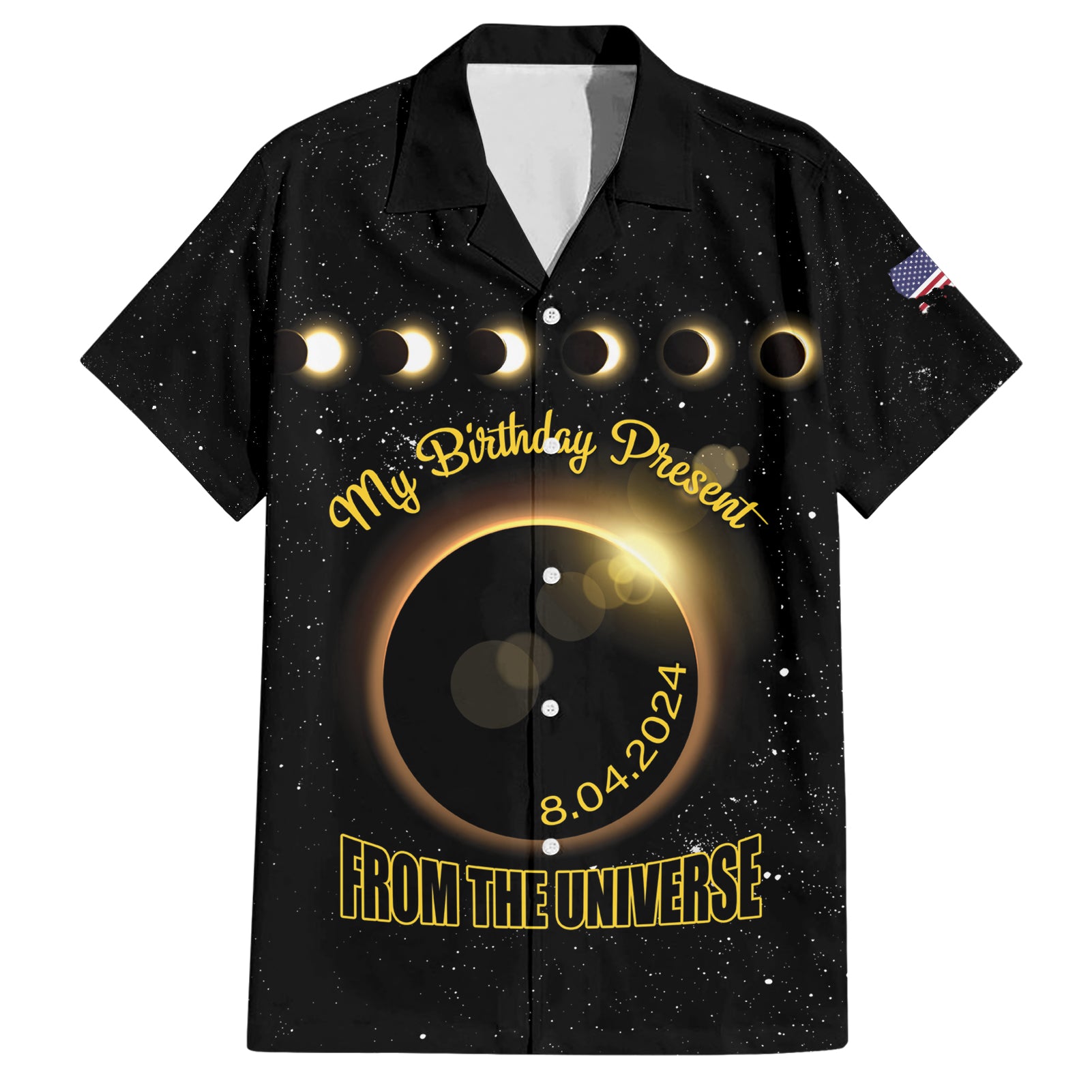 Personalized Total Solar Eclipse 2024 Hawaiian Shirt My Birthday Present From The Universe - Wonder Print Shop