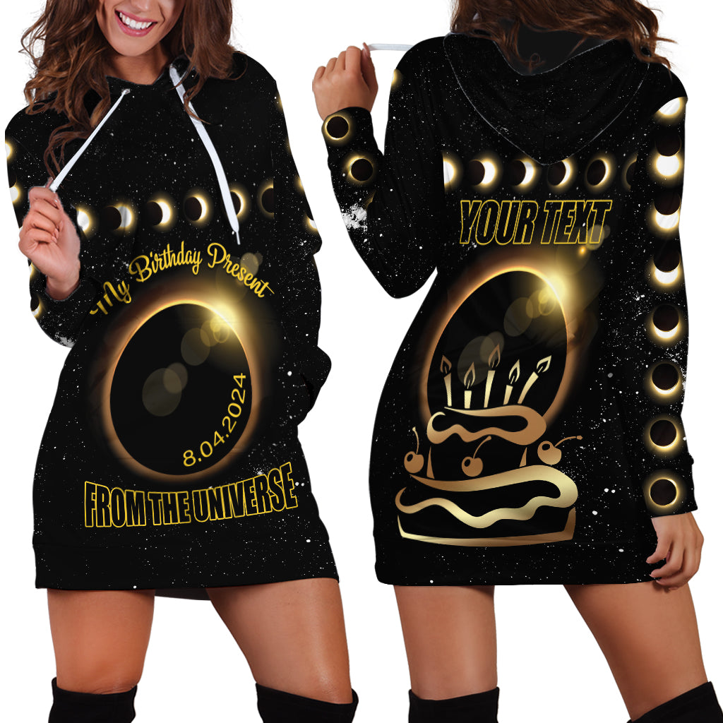 Personalized Total Solar Eclipse 2024 Hoodie Dress My Birthday Present From The Universe - Wonder Print Shop