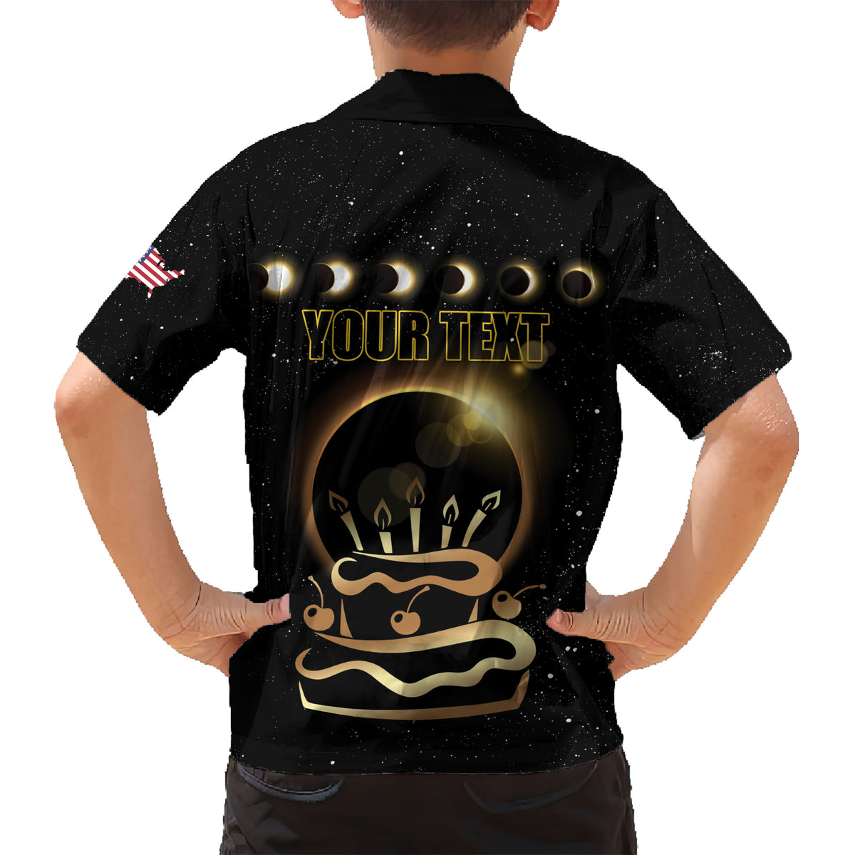 Personalized Total Solar Eclipse 2024 Kid Hawaiian Shirt My Birthday Present From The Universe - Wonder Print Shop
