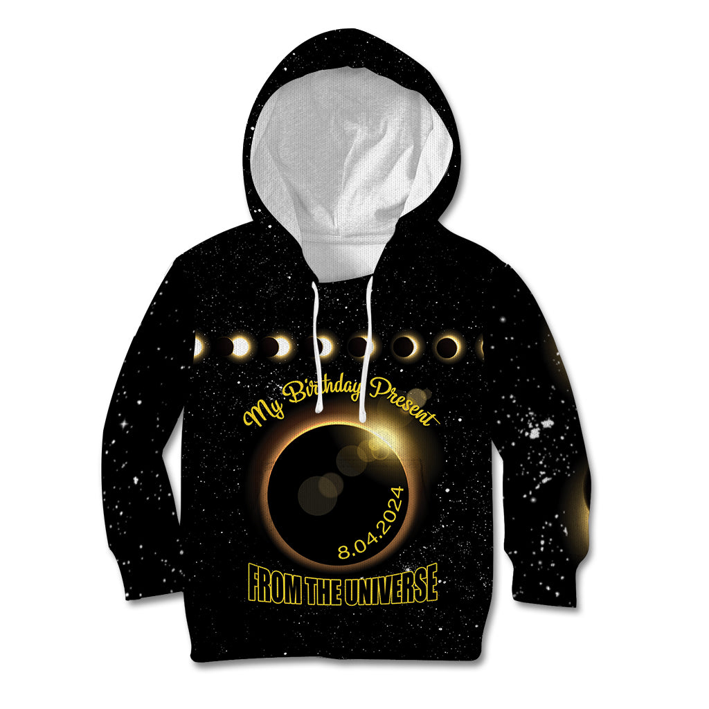 Personalized Total Solar Eclipse 2024 Kid Hoodie My Birthday Present From The Universe - Wonder Print Shop