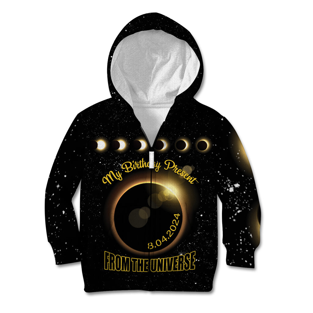 Personalized Total Solar Eclipse 2024 Kid Hoodie My Birthday Present From The Universe - Wonder Print Shop