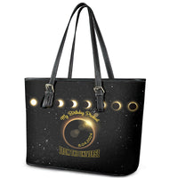 Total Solar Eclipse 2024 Leather Tote Bag My Birthday Present From The Universe - Wonder Print Shop