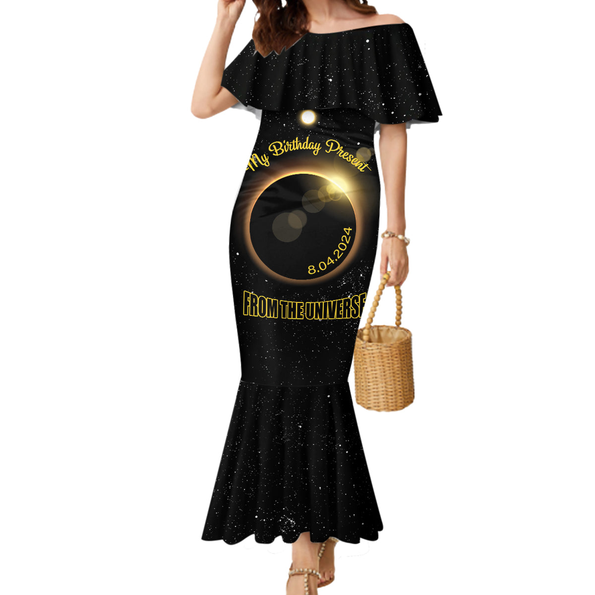 Personalized Total Solar Eclipse 2024 Mermaid Dress My Birthday Present From The Universe - Wonder Print Shop