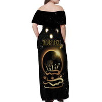 Personalized Total Solar Eclipse 2024 Off Shoulder Maxi Dress My Birthday Present From The Universe - Wonder Print Shop