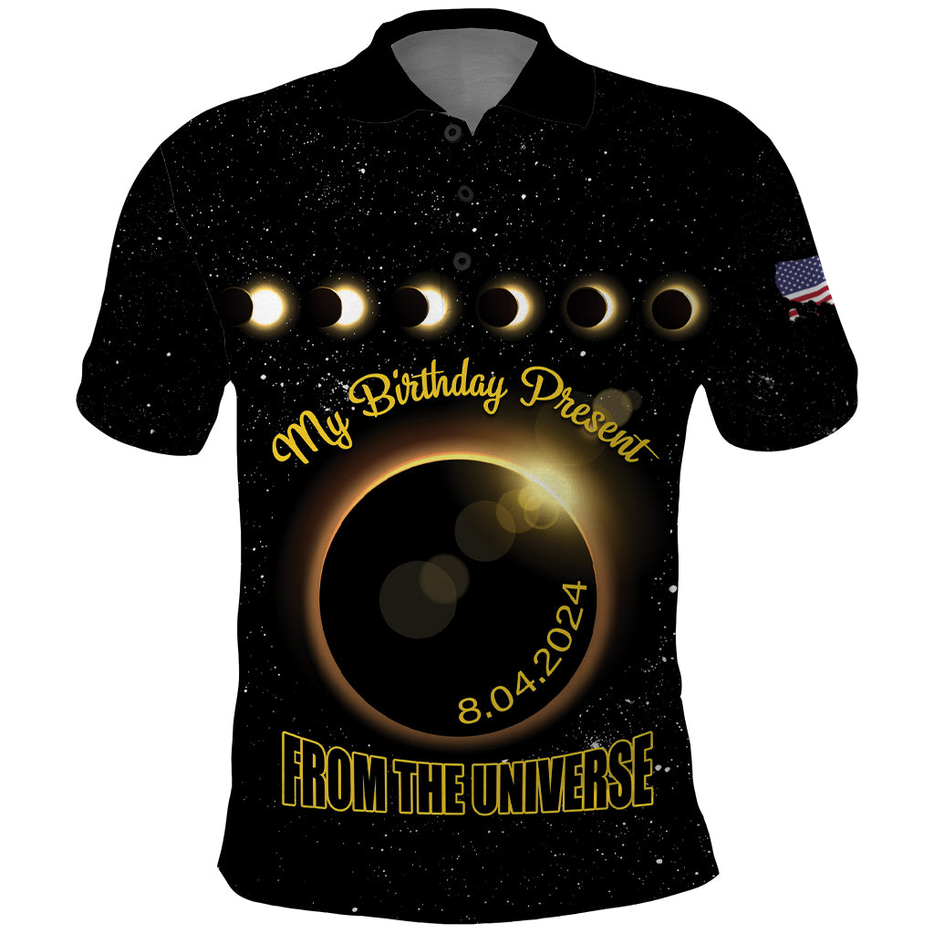 Personalized Total Solar Eclipse 2024 Polo Shirt My Birthday Present From The Universe - Wonder Print Shop