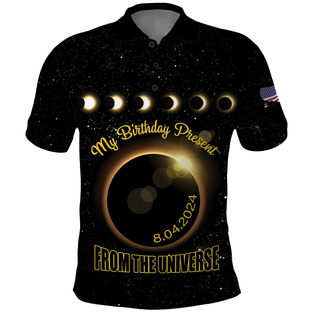 Personalized Total Solar Eclipse 2024 Polo Shirt My Birthday Present From The Universe