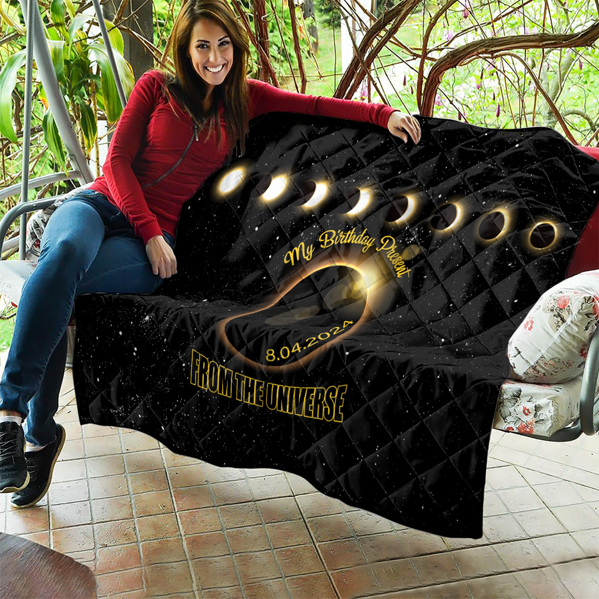 Total Solar Eclipse 2024 Quilt My Birthday Present From The Universe - Wonder Print Shop