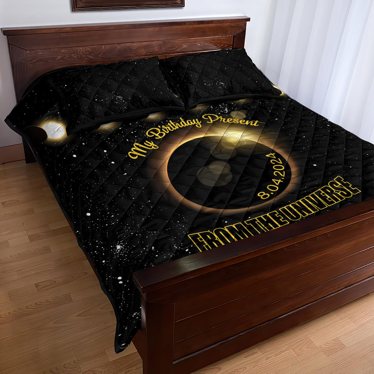 Total Solar Eclipse 2024 Quilt Bed Set My Birthday Present From The Universe - Wonder Print Shop