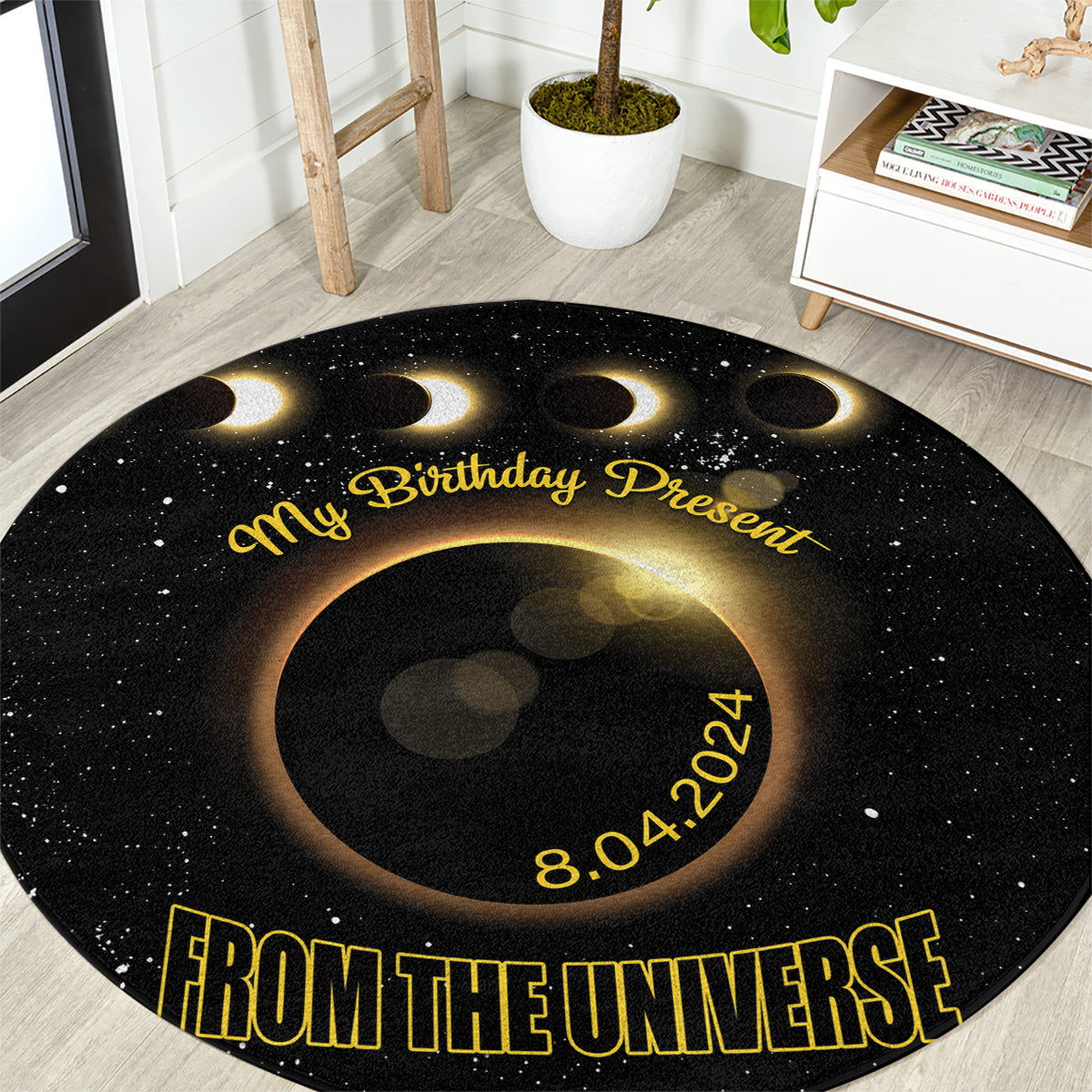 Total Solar Eclipse 2024 Round Carpet My Birthday Present From The Universe