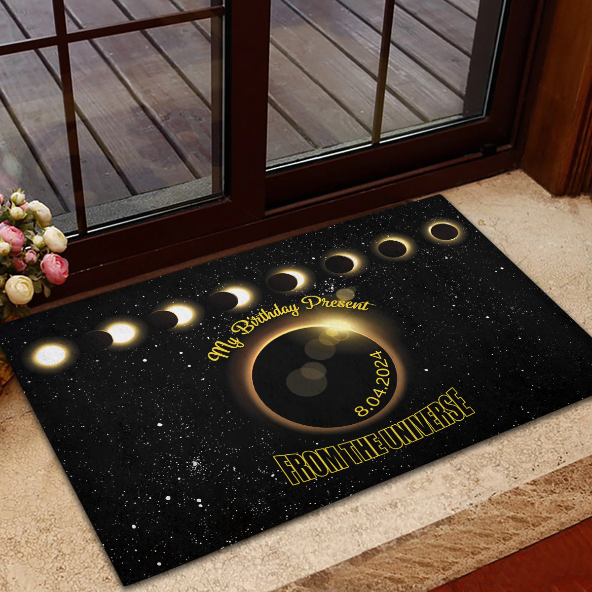 Total Solar Eclipse 2024 Rubber Doormat My Birthday Present From The Universe - Wonder Print Shop