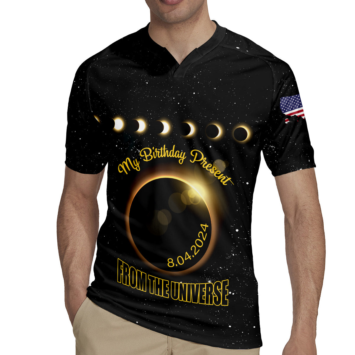 Personalized Total Solar Eclipse 2024 Rugby Jersey My Birthday Present From The Universe - Wonder Print Shop