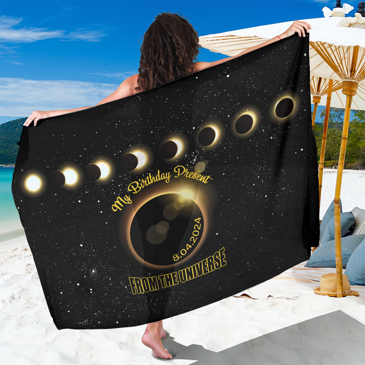 Total Solar Eclipse 2024 Sarong My Birthday Present From The Universe - Wonder Print Shop